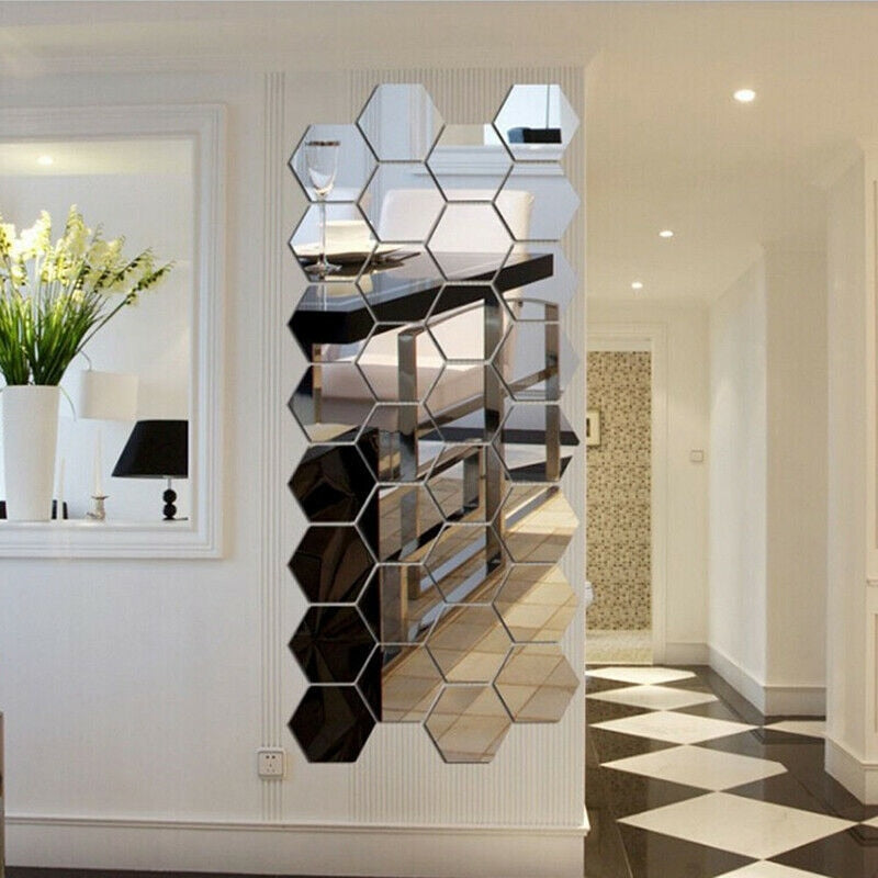 12pcs 3D Mirror Wall Sticker Hexagon