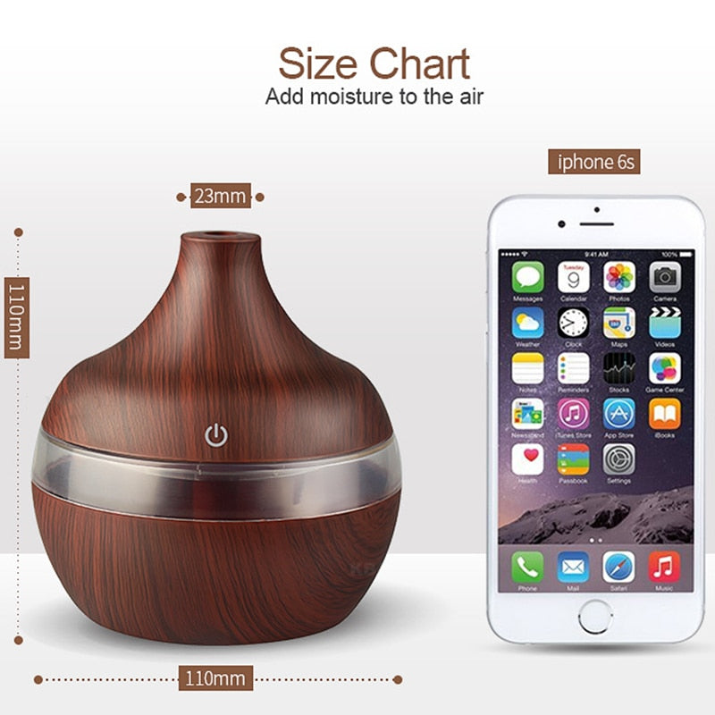 Humidifier Electric Aroma Diffuser Wood Ultrasonic Air Humidifier Essential Oil Aromatherapy Cool Mist Maker for Home Bedroom