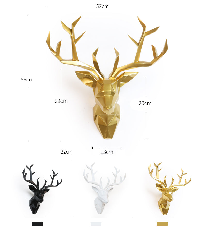 Resin 3d Big Deer Head Wall Decor for Home Statue Decoration Accessories Abstract Sculpture Modern Animal Head wall Decoration