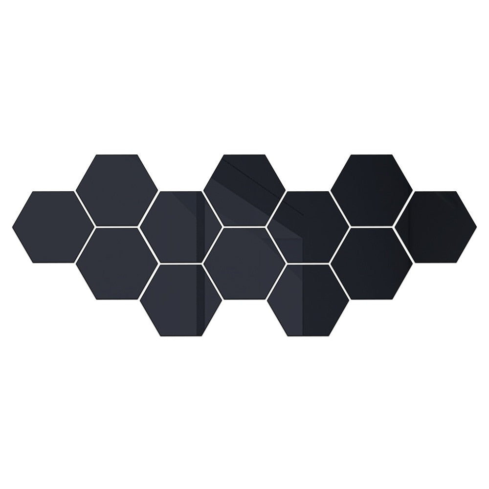 12pcs 3D Mirror Wall Sticker Hexagon