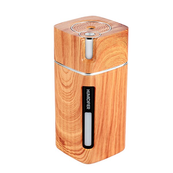 saengQ Electric Humidifier Aroma Oil Diffuser Essential Ultrasonic Wood Grain Air Humidifier USB Mini Mist Maker LED Light