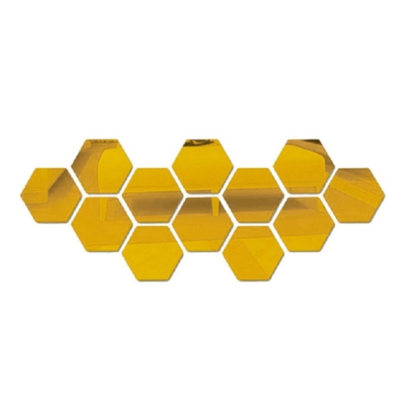 12pcs 3D Mirror Wall Sticker Hexagon