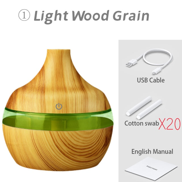 Humidifier Electric Aroma Diffuser Wood Ultrasonic Air Humidifier Essential Oil Aromatherapy Cool Mist Maker for Home Bedroom