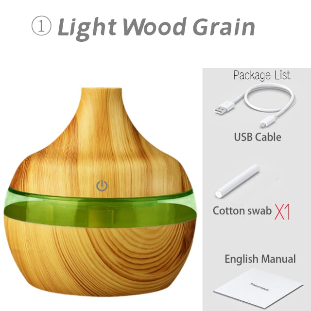 Humidifier Electric Aroma Diffuser Wood Ultrasonic Air Humidifier Essential Oil Aromatherapy Cool Mist Maker for Home Bedroom