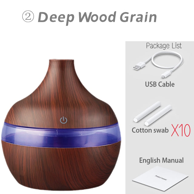 Humidifier Electric Aroma Diffuser Wood Ultrasonic Air Humidifier Essential Oil Aromatherapy Cool Mist Maker for Home Bedroom