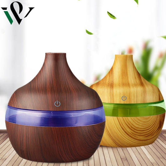 Humidifier Electric Aroma Diffuser Wood Ultrasonic Air Humidifier Essential Oil Aromatherapy Cool Mist Maker for Home Bedroom