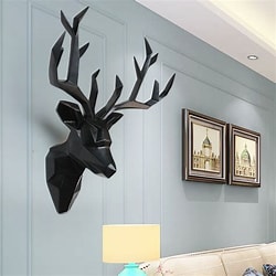 Resin 3d Big Deer Head Wall Decor for Home Statue Decoration Accessories Abstract Sculpture Modern Animal Head wall Decoration