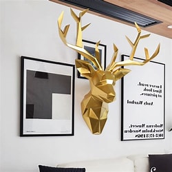 Resin 3d Big Deer Head Wall Decor for Home Statue Decoration Accessories Abstract Sculpture Modern Animal Head wall Decoration